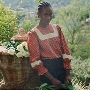 Christy Dawn The Maxine Top in Red Petunia Dot